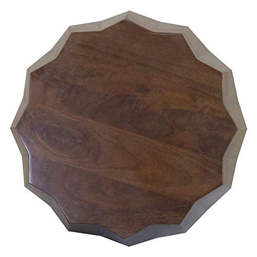 Table d'appoint en bois massif brun foncé et brun foncé de 22 po