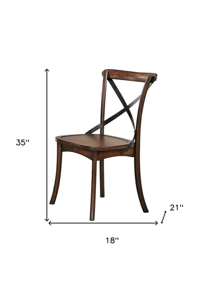 Ensemble de deux chaises de salle à manger à dossier croisé marron