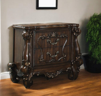 31" Brown Two Drawers Nightstand