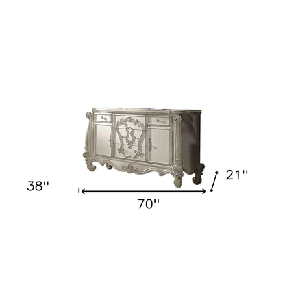 Commode à cinq tiroirs en bois massif de 71 po