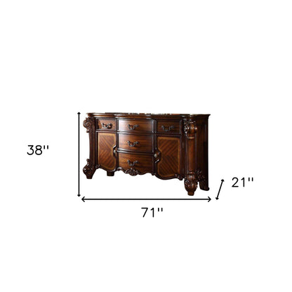 Commode à cinq tiroirs en bois massif de 71 po