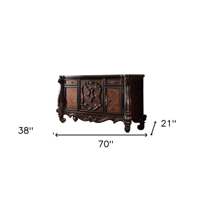 Commode à cinq tiroirs en bois massif de 71 po