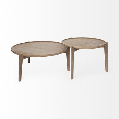 Tables basses rondes gigognes en bois massif brun de 40 po