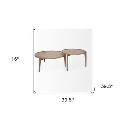 Tables basses rondes gigognes en bois massif brun de 40 po