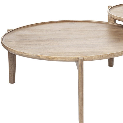 Tables basses rondes gigognes en bois massif brun de 40 po