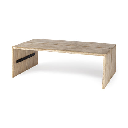 Table basse rectangulaire avec plateau et base en bois massif