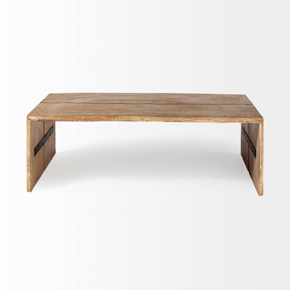 Table basse rectangulaire avec plateau et base en bois massif