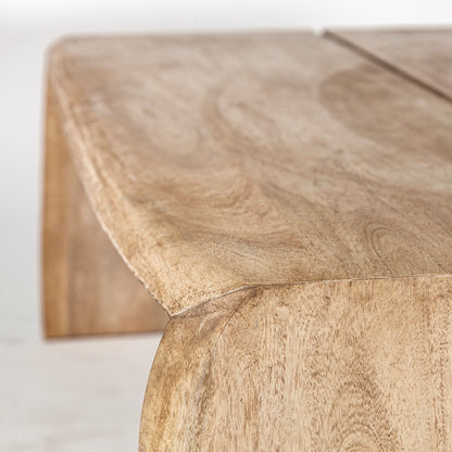 Table basse rectangulaire avec plateau et base en bois massif