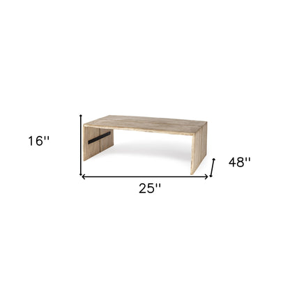 Table basse rectangulaire avec plateau et base en bois massif