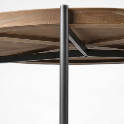 Table basse à deux niveaux en bois et métal brun et noir de 33 po