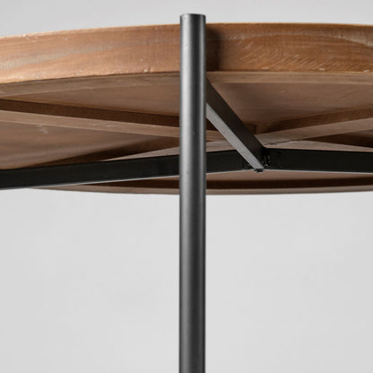 Table basse à deux niveaux en bois et métal brun et noir de 33 po