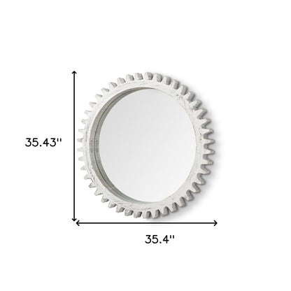 Miroir d'appoint encadré abstrait blanc de 35 po