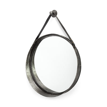 Miroir d'appoint rond en métal noir de 30 po