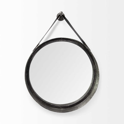 Miroir d'appoint rond en métal noir de 30 po