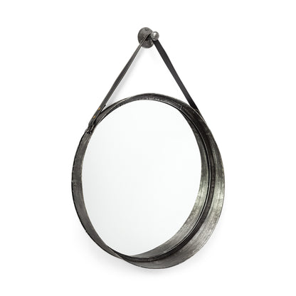 Miroir d'appoint rond en métal noir de 30 po