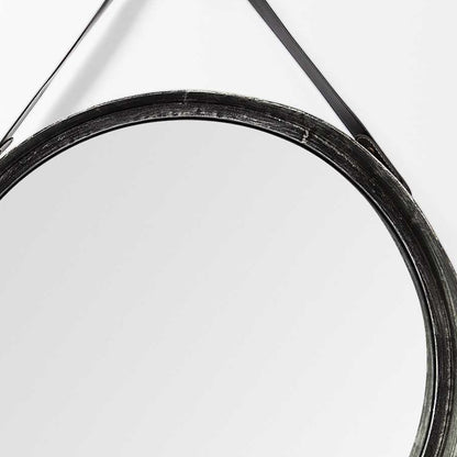 Miroir d'appoint rond en métal noir de 30 po