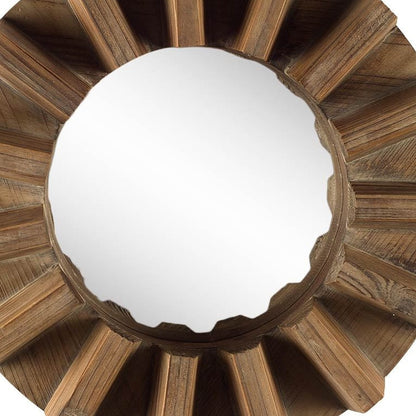 Miroir mural rond Sprocket 17" avec cadre en finition noyer