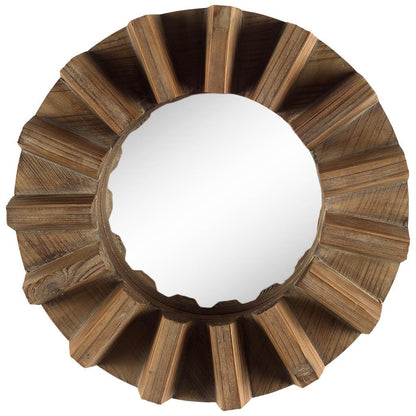 Miroir mural rond Sprocket 17" avec cadre en finition noyer