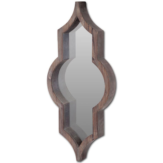 Miroir décoratif fantaisie encadré marron foncé de 34 po