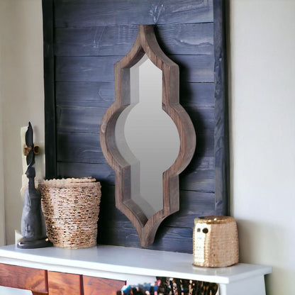 Miroir décoratif fantaisie encadré marron foncé de 34 po