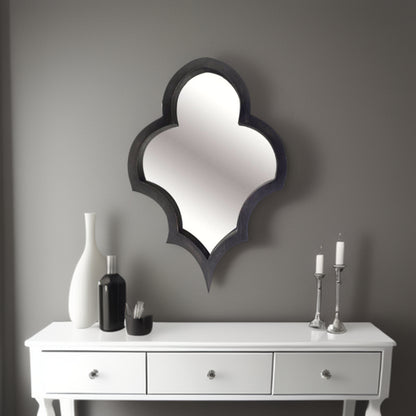 Miroir décoratif encadré fantaisie noir de 34 po