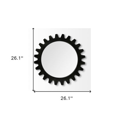 Miroir mural rond en métal noir de 26 po