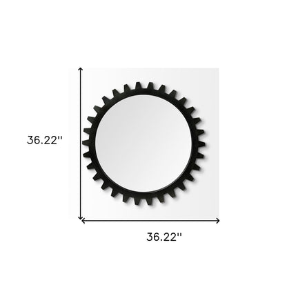 Miroir mural rond avec cadre en métal noir de 37 po