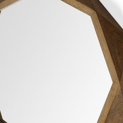 Miroir mural octogonal avec cadre en bois de 32 po