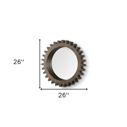 Miroir mural rond avec cadre en bois naturel de 26 po