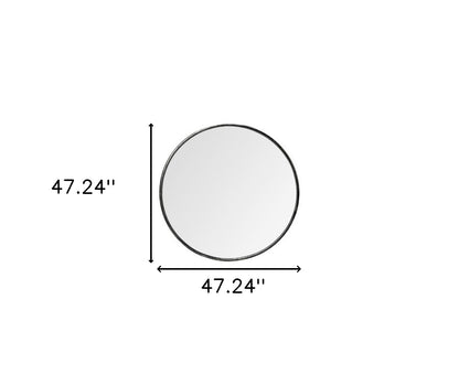 Miroir mural rond avec cadre en métal noir de 47 po