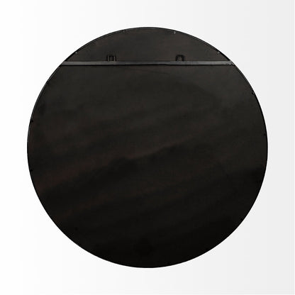 Miroir mural rond avec cadre en métal noir de 47 po