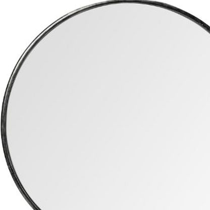 Miroir mural rond avec cadre en métal noir de 47 po