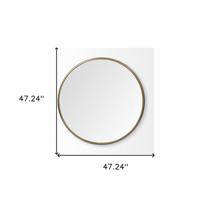 Miroir mural rond avec cadre en métal doré de 47 po