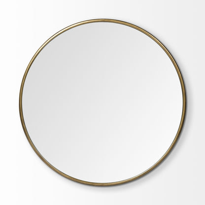 Miroir mural rond avec cadre en métal doré de 47 po