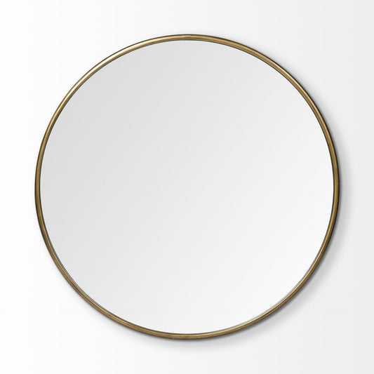 Miroir mural rond avec cadre en métal doré de 47 po