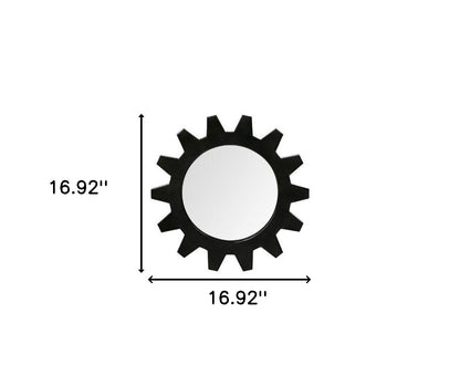 Miroir mural rond en métal noir Cog de 17 po