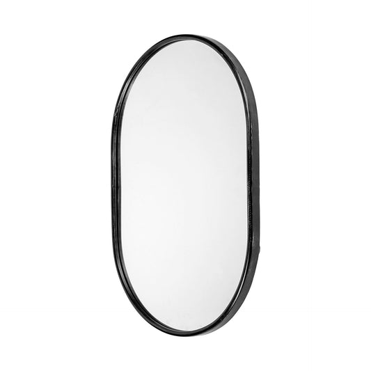 Miroir d'appoint ovale noir avec cadre en métal de 36 po