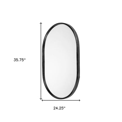 Miroir d'appoint ovale noir avec cadre en métal de 36 po