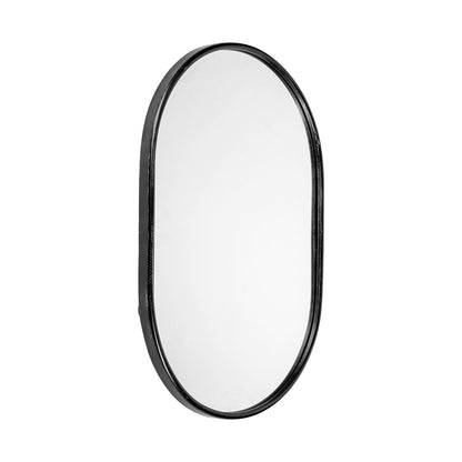 Miroir d'appoint ovale noir avec cadre en métal de 36 po