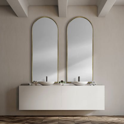 Miroir décoratif en forme d'arche dorée de 70 po avec cadre en métal