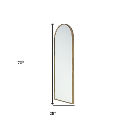 Miroir décoratif en forme d'arche dorée de 70 po avec cadre en métal