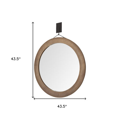 Miroir d'appoint rond encadré en bois brun de 44 po