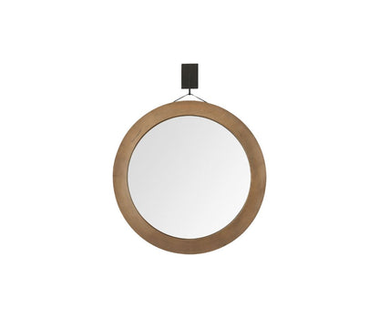 Miroir d'appoint rond encadré en bois brun de 44 po