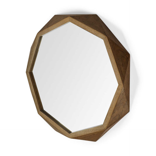 Miroir mural octogonal de 41 po avec cadre en bois brun