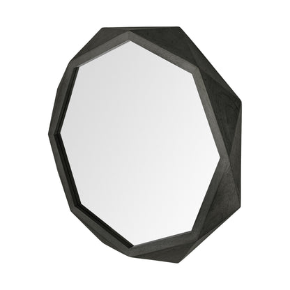 Miroir mural octogonal avec cadre en bois noir de 41 po