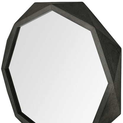 Miroir mural octogonal avec cadre en bois noir de 41 po