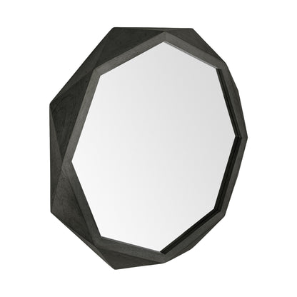 Miroir mural octogonal avec cadre en bois noir de 41 po