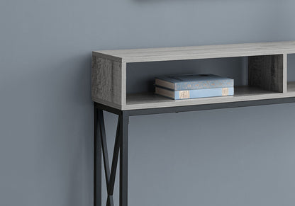 47" Gray and Black Frame Console Table With Shelves