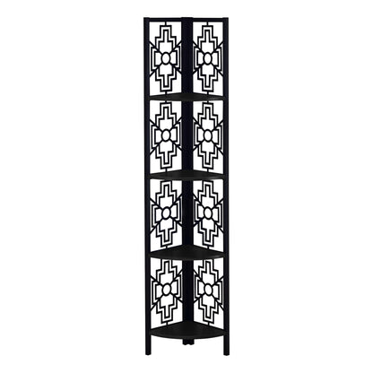 62" Black Metal Corner Bookcase