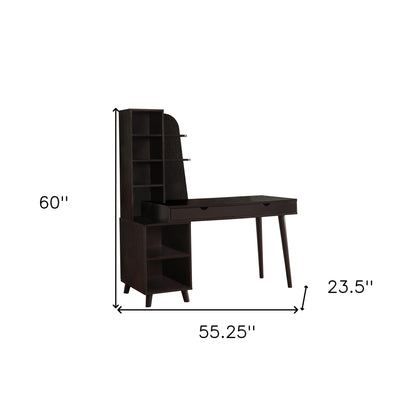 Bureau d'ordinateur expresso de 55 po avec deux tiroirs